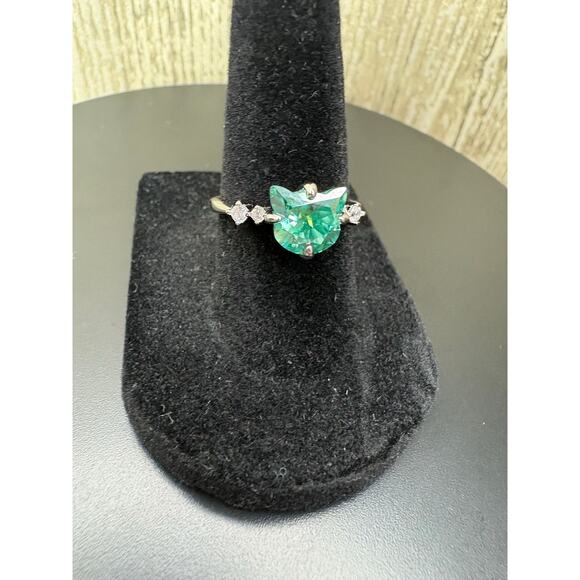 NEW 1.5ct Aquamarine Moissanite Cat Ring in 925 Silver - Picture 6 of 8